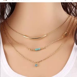 Pretty Layered Evil Eye Necklace